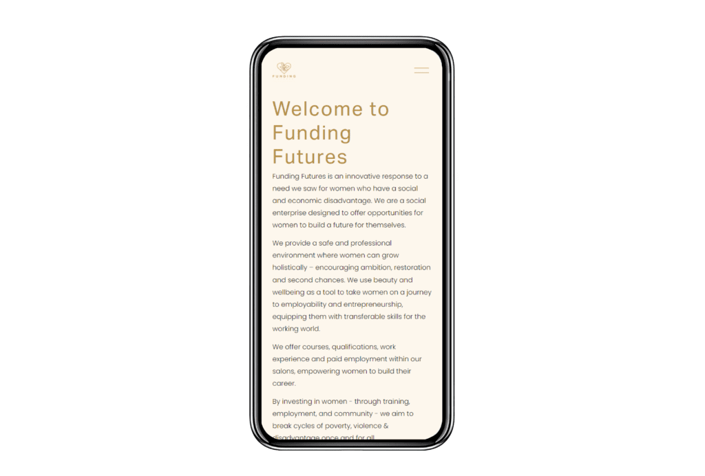 Funding Futures Case Study - Home Page Mobile