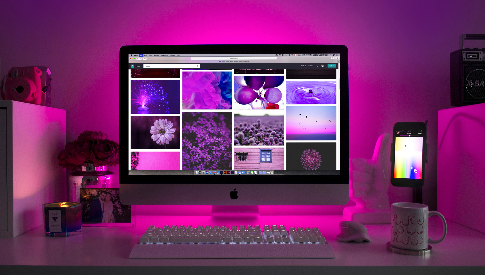 website designing with pink lights